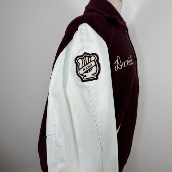 Vintage BUTWIN USA Maroon Wool White Leather Reversible Bamber Jacket Men's L - Picture 9 of 15